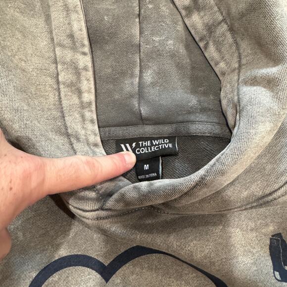 Boston Red Sox Heavy Metal Oversize Hoodie Mens M Washed Grey Sweatshirt NWT - Picture 4 of 6